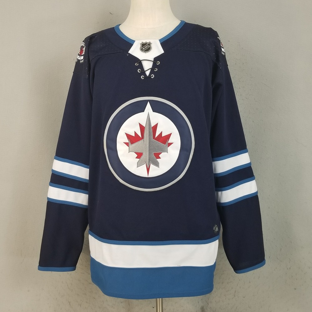 Adidas Hockey Jersey Mens 54 Navy Winnipeg Jets Authentic Climalite Fight Strap